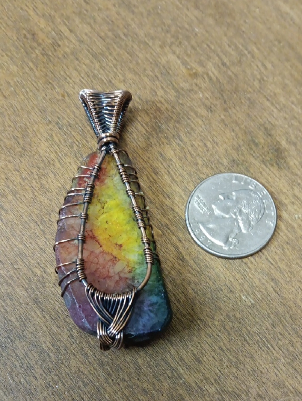 Multicolor Rainbow Crystal Tree of Life Pendant Necklace - Picture 2 of 5
